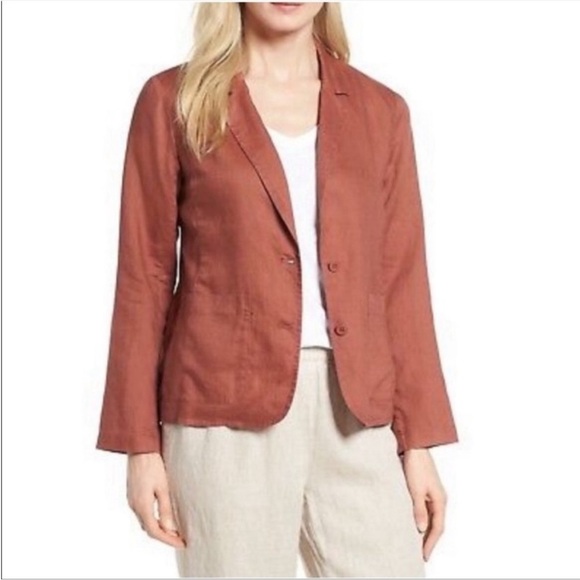 Eileen Fisher Women's Organic Linen Blazer Jacket Rust Orange - Picture 1 of 9